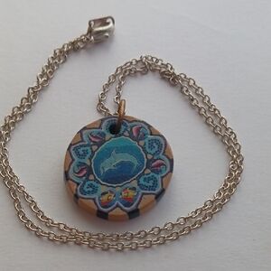 Blue and Gold Pendant Necklace